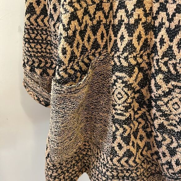 One World brown tan patterned front pocket open cardigan Size XL EUC - Picture 4 of 10